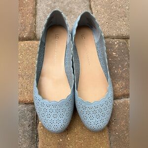 LC Lauren Conrad Blue Perforated Ballet Flats